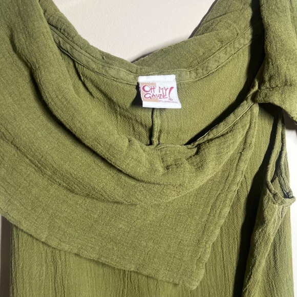 Oh My Gauze! 1 Asymmetrical Tunic Green Excellent Condition 100% Cotton Bohemian - Picture 2 of 5